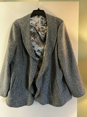 Coldwater Creek Women's Heather Gray Draped Open-Front Blazer